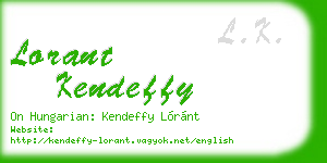 lorant kendeffy business card